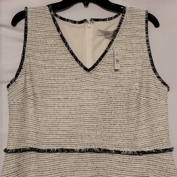 Loft Tweed Boucle Cream & Blue Color Dress - Picture 3 of 8